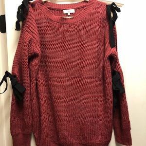 Boutique Bow Tie Sweater (Yellow Lovebirds) size L